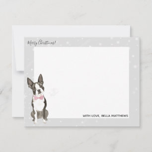 Boston Terrier Hond Vakantie Kerst Kantoorbehoefte Notitiekaartje