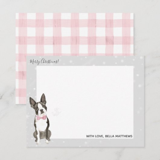 Boston Terrier-hond Vakantie Kerst Kantoorbehoefte Notitiekaartje (Voorkant / Achterkant)