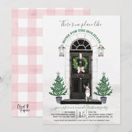 Boston Terrier Hond Vakantie Kerstfeest Kaart (Voorkant / Achterkant)