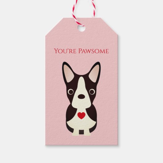 Boston Terrier-hond Valentijn, Valentijnsdag Cadeaulabel (Voorkant)