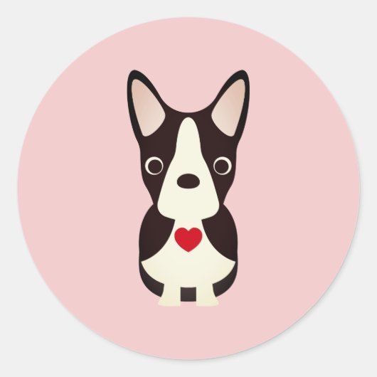 Boston Terrier-hond Valentijn, Valentijnsdag Ronde Sticker (Voorkant)