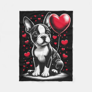 Boston Terrier-hond Valentijnsdag-hondeneigenaar V Fleece Deken