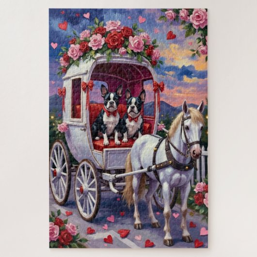 Boston Terrier Hond Valentijnsdag Legpuzzel (Verticaal)