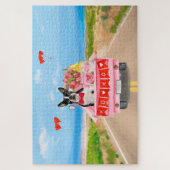 Boston Terrier-hond Valentijnsdag vrachtwagen hart Legpuzzel (Verticaal)