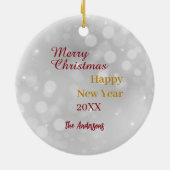 Boston Terrier Hond verpakt in kerstverlichting Keramisch Ornament (Achterkant)