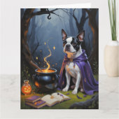 Boston Terrier-hond Whimsy Halloween-schilderij Kaart (Voorkant)