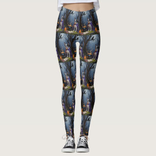 Boston Terrier-hond Whimsy Halloween-schilderij Leggings