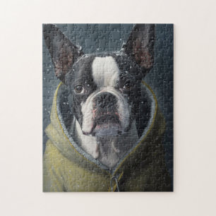BOSTON TERRIËR Hond winter Legpuzzel
