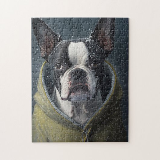 BOSTON TERRIËR Hond winter  Legpuzzel (Verticaal)
