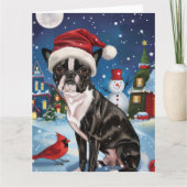 Boston Terrier Hond Winter Wonderland Kerstvreugde Kaart (Voorkant)