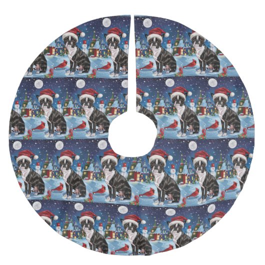 Boston Terrier Hond Winter Wonderland Kerstvreugde Kerstboom Rok (Voorkant)