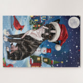 Boston Terrier Hond Winter Wonderland Kerstvreugde Legpuzzel (Horizontaal)