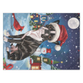 Boston Terrier Hond Winter Wonderland Kerstvreugde Tafelkleed (Voorkant (Horizontaal))