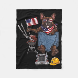 Boston terrier hond zak Amerikaanse vlag 4 juli Fleece Deken