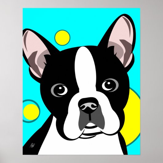 Boston Terrier Honden Kunst Poster (Voorkant)