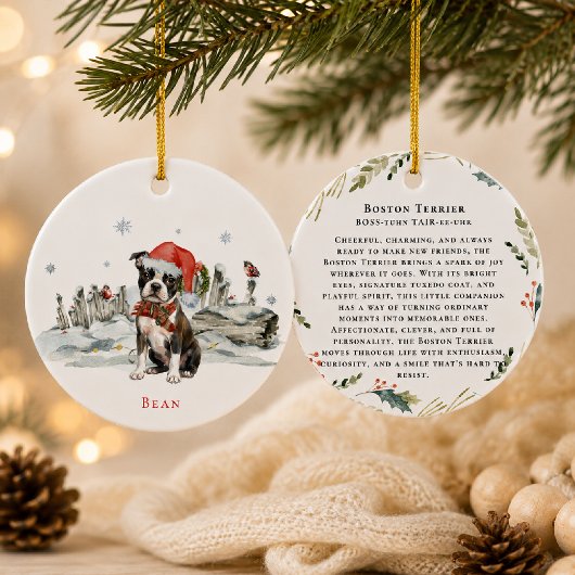 Boston Terrier Honden Monogram Keramisch Ornament