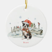 Boston Terrier Honden Monogram Keramisch Ornament (Voorkant)
