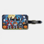 Boston Terrier Honden Pompoen Halloween Grappig Bagagelabel (Achterkant horizontaal)