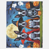 Boston Terrier Honden Pompoen Halloween Grappig Fleece Deken (Voorkant)