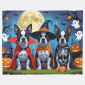 Boston Terrier Honden Pompoen Halloween Grappig Fleece Deken (Voorkant (Horizontaal))