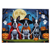 Boston Terrier Honden Pompoen Halloween Grappig Groot Cadeauzakje (Achterkant)