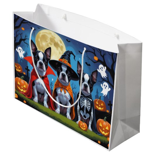 Boston Terrier Honden Pompoen Halloween Grappig Groot Cadeauzakje (Achterkant Gekanteld)