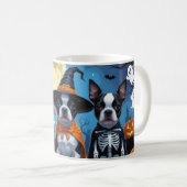 Boston Terrier Honden Pompoen Halloween Grappig Koffiemok (Voorkant rechts)