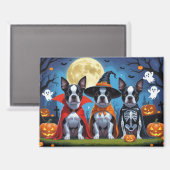 Boston Terrier Honden Pompoen Halloween Grappig Magneet (Voorkant / Achterkant)