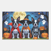Boston Terrier Honden Pompoen Halloween Grappig Rechthoekige Sticker (Voorkant)