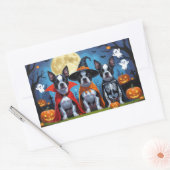 Boston Terrier Honden Pompoen Halloween Grappig Rechthoekige Sticker (Envelop)