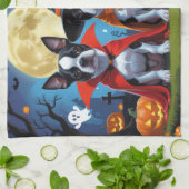 Boston Terrier Honden Pompoen Halloween Grappig Theedoek (Gevouwen)