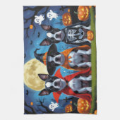 Boston Terrier Honden Pompoen Halloween Grappig Theedoek (Verticaal)