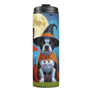 Boston Terrier Honden Pompoen Halloween Grappig Thermosbeker