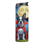 Boston Terrier Honden Pompoen Halloween Grappig Thermosbeker (Gedraaid links)