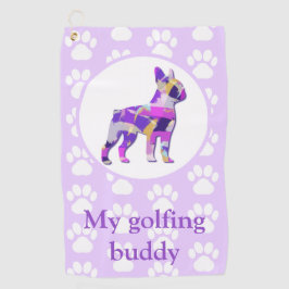 Boston Terrier Honden Silhouet n Pootjes PY&B Golfhanddoek