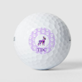 Boston Terrier Honden Silhouet Poot Paars PY&B Gol Golfballen