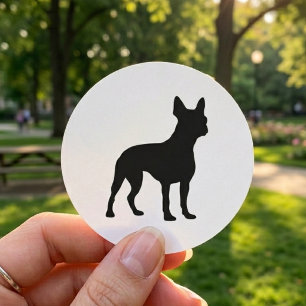 Boston Terrier Honden Silhouet Ronde Sticker