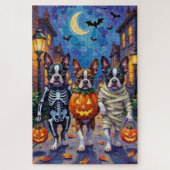 Boston Terrier Honden Trick-or-Treating in Hallowe Legpuzzel (Verticaal)