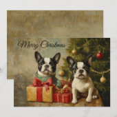 Boston Terrier Honden Vrolijk Kerstfeest Feestdagenkaart (Voorkant / Achterkant)