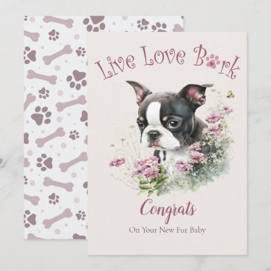 Boston Terrier hondenadoptie, Gotcha-dag Kaart (Voorkant / Achterkant)
