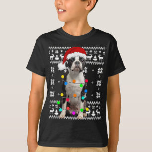 Boston Terrier Hondenlichten Lelijke Puppy Santa H T-shirt