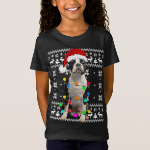 Boston Terrier Hondenlichten Lelijke Puppy Santa H T-shirt
