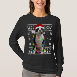 Boston Terrier Hondenlichten Lelijke Puppy Santa H T-shirt