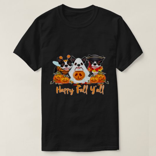 Boston Terrier Hondenliefhebber Herfst Yall Hallow T-shirt (Design voorkant)