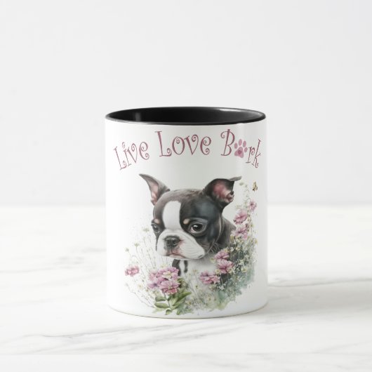 Boston Terrier Hondenmoeder Bloemstuk Mok (Midden)