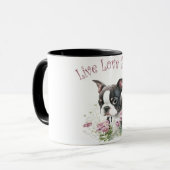 Boston Terrier Hondenmoeder Bloemstuk Mok (Voorkant links)