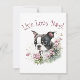 Boston Terrier Hondenmoeder Bloemstuk Notitiekaartje