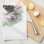 Boston Terrier Hondenmoeder Bloemstuk Theedoek (Quarter Fold)