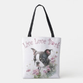 Boston Terrier Hondenmoeder Bloemstuk Tote Bag (Achterkant)