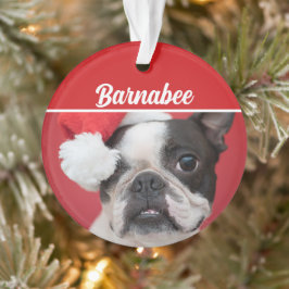 Boston Terrier Hondennaam Foto Vakantie Kerstmis Ornament